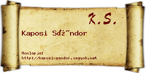 Kaposi Sándor névjegykártya